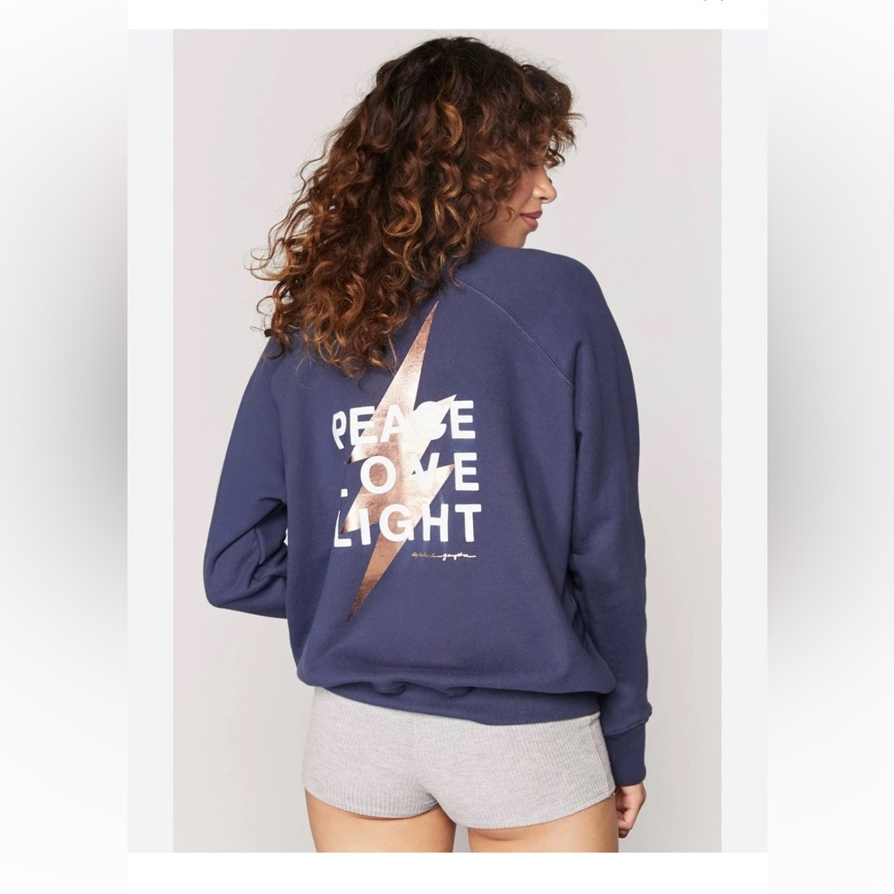 Spiritual Gangster S Peace Love Light Sweater Sweatshirt Crew Pullover Gold